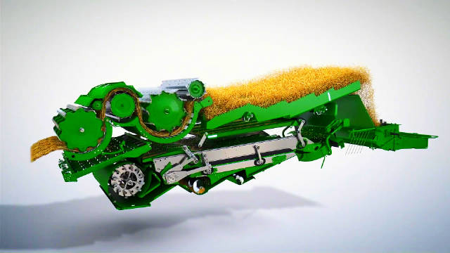 一天上百亩,小麦收割机是如何工作的,动画展示其收割原理